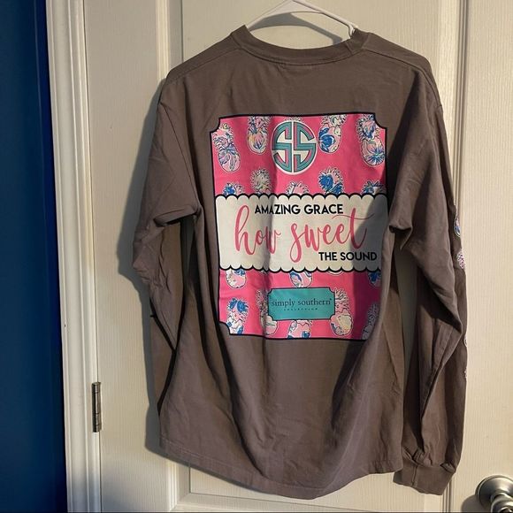 ✨SIMPLY SOUTHERN PREPPY NWOT AMAZING GRACE HOW SWEET LONG SLEEVE T-SHIRT✨ - Picture 6 of 9